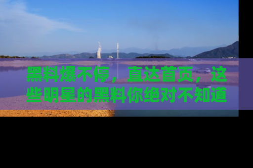 黑料爆不停，直达首页，这些明星的黑料你绝对不知道！