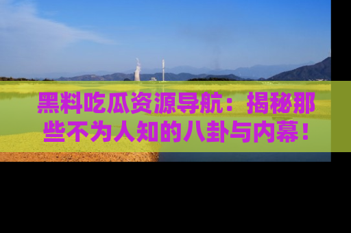黑料吃瓜资源导航：揭秘那些不为人知的八卦与内幕！